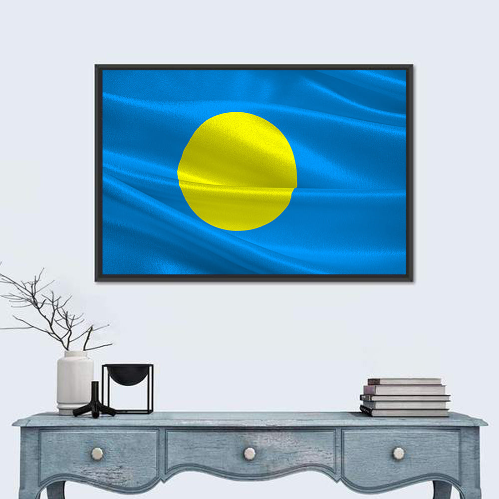 Flag of Palau Wall Art in a room, landscape