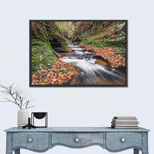 Water cascades in Warren County, Indiana Wall Art