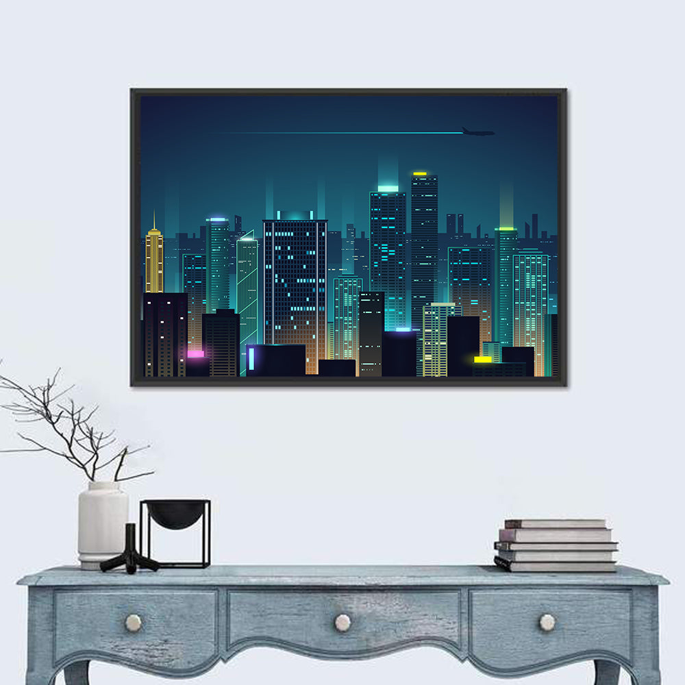 Abstract Night City Skyline Wall Art