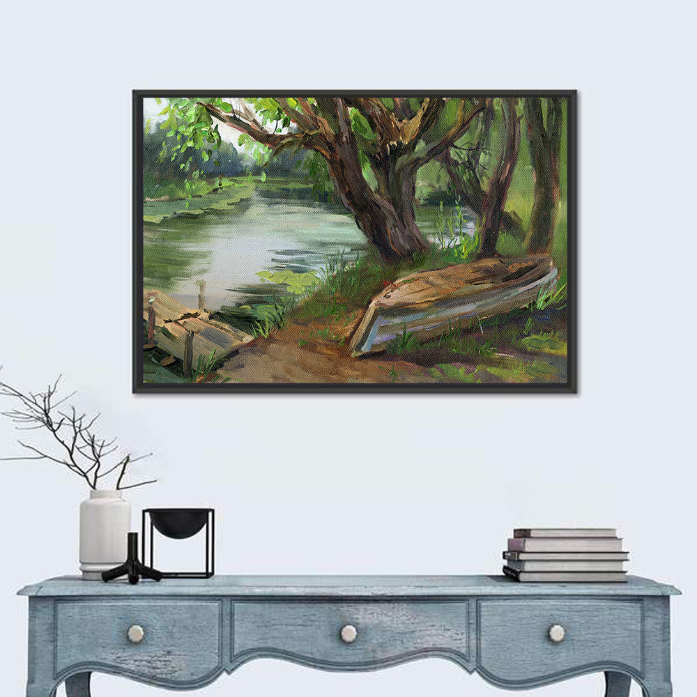 Willows Beside a Quiet River Wall Art in a room, landscape