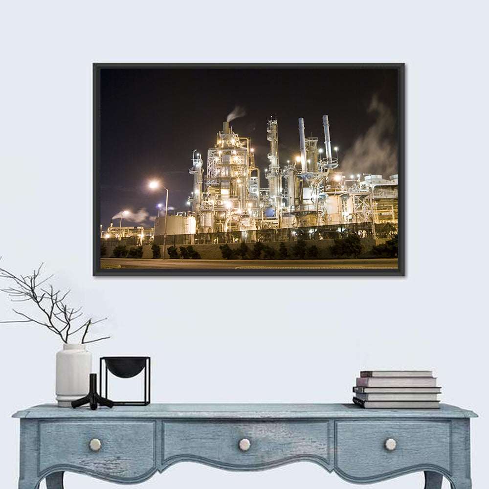 Industrial Refinery Nightscape Wall Art
