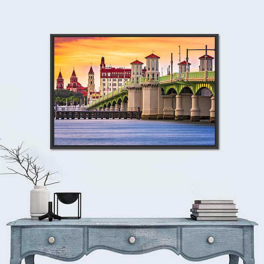 Saint Augustine Bridge of Lions at Dusk Wall Art