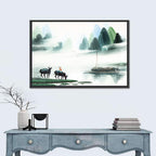 Water Buffalo in Misty Watercolor Wall Art