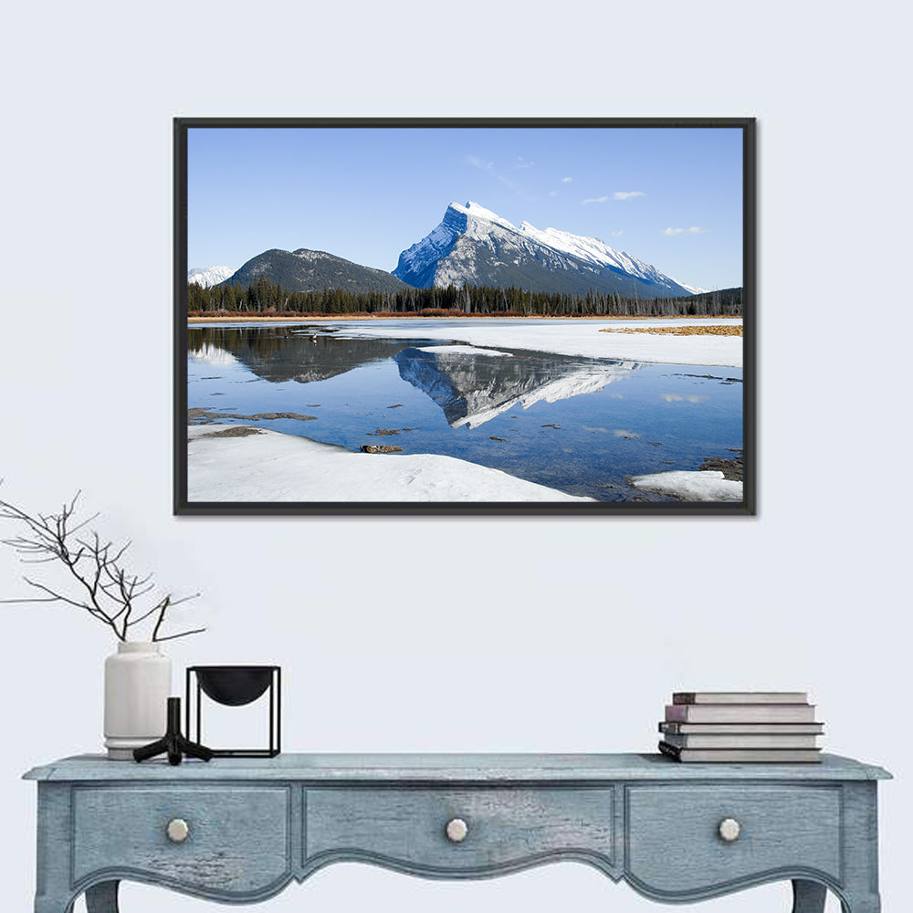 Mount Rundle Reflection at Vermilion Lakes Wall Art in a room, landscape