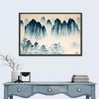 Misty Mountain with Fisherman Wall Art