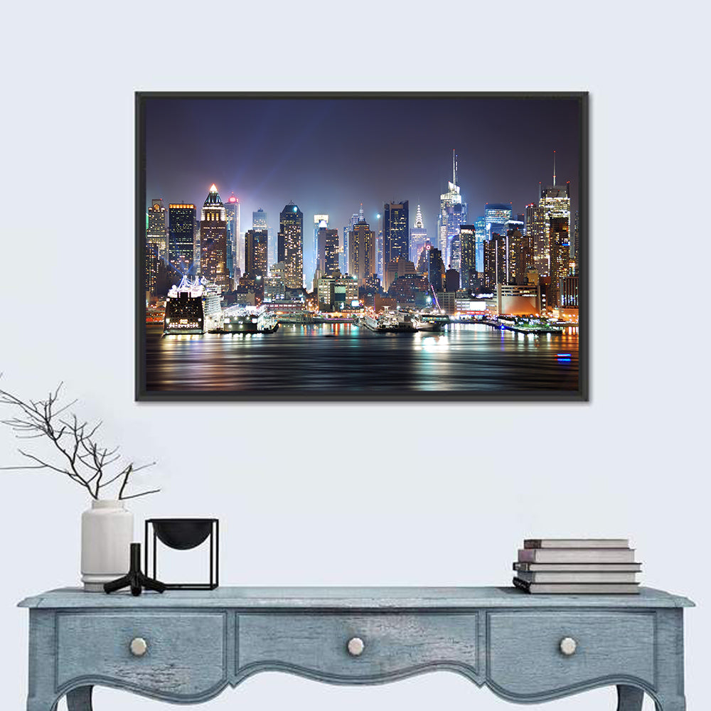 Manhattan Night Skyline Wall Art