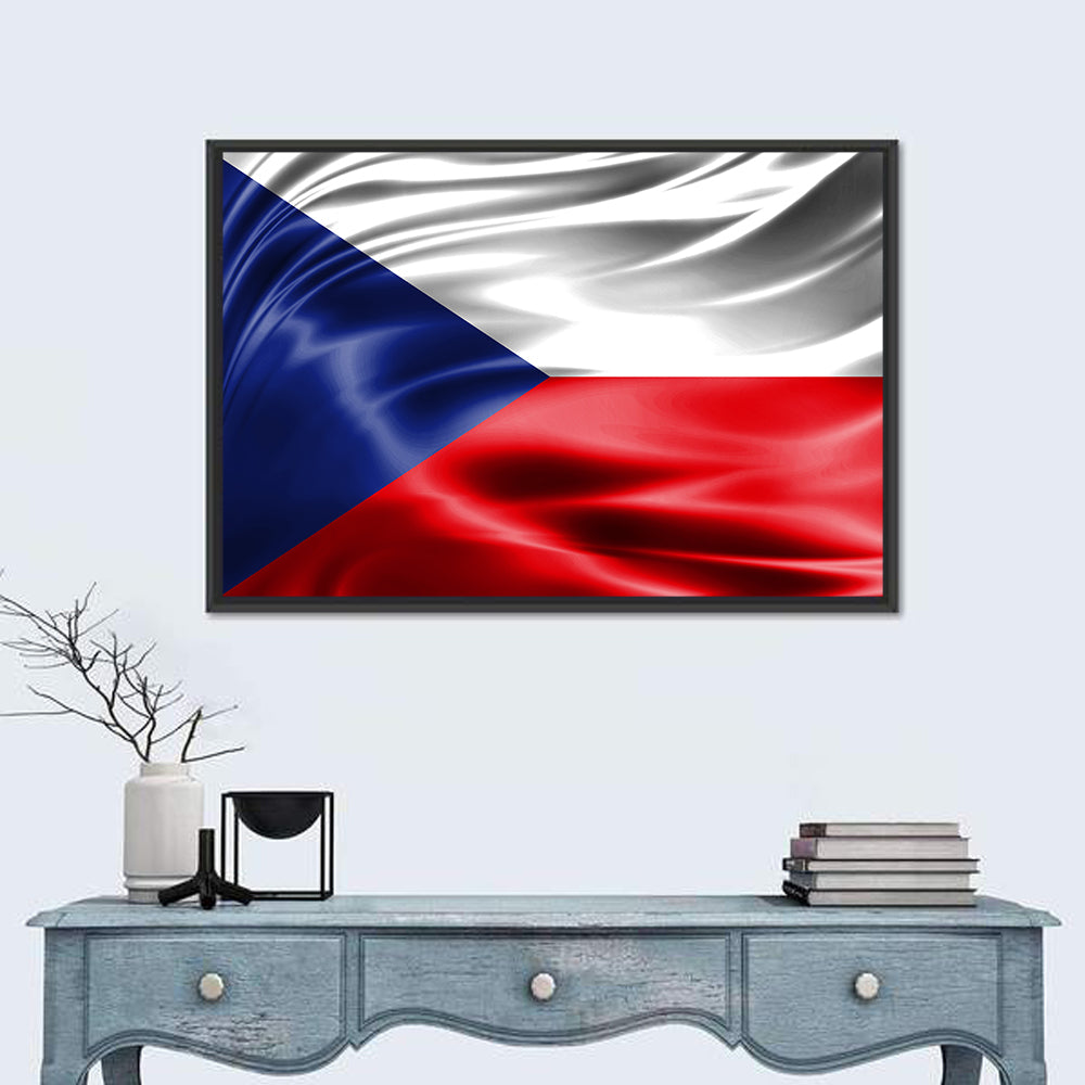 Czech Republic Flag Wall Art in a room, landscape
