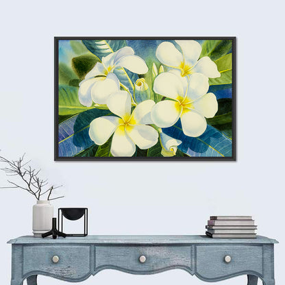 White Plumeria Watercolor Study Wall Art