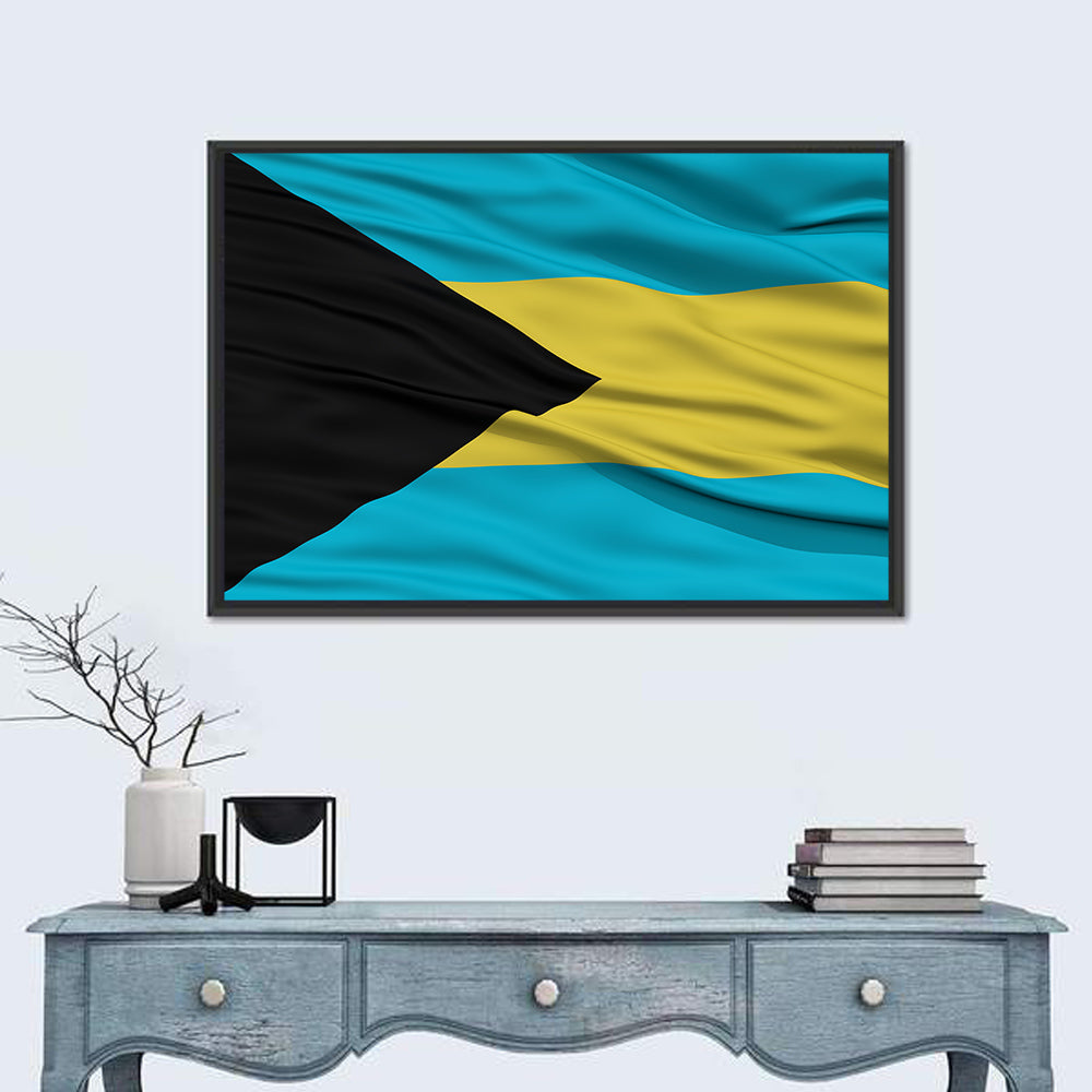 Bahamas Waving Flag Wall Art in a room, landscape