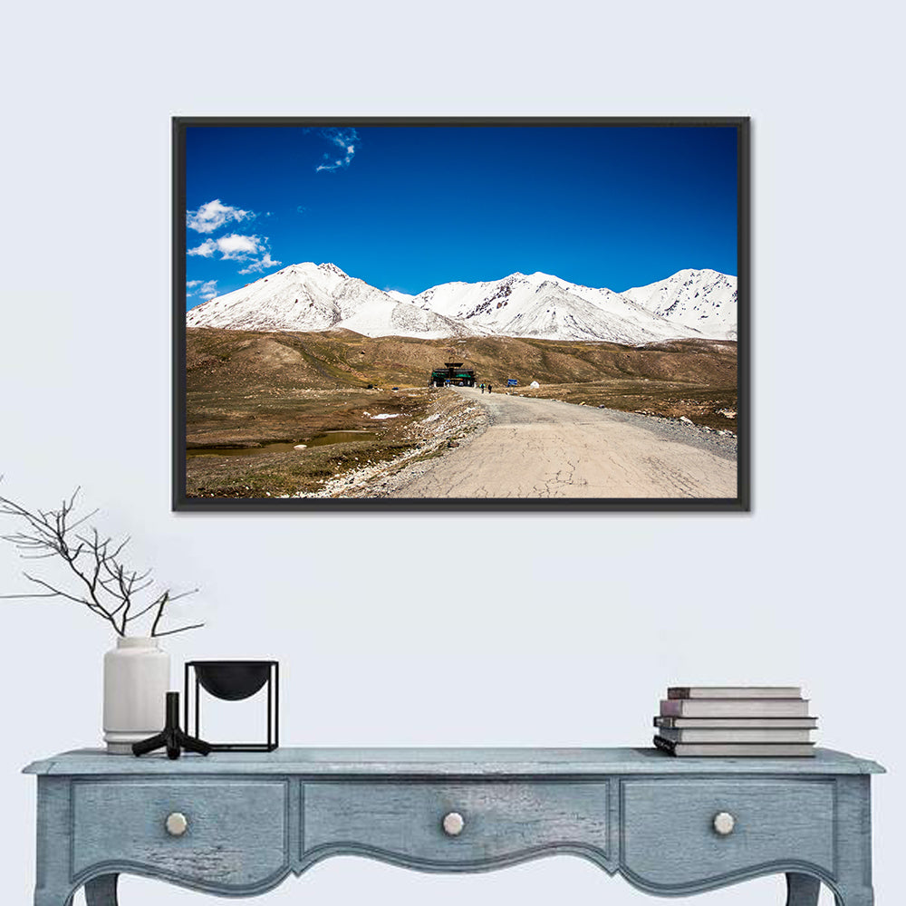 Karakoram Snow Peaks with Road Wall Art in a room, landscape