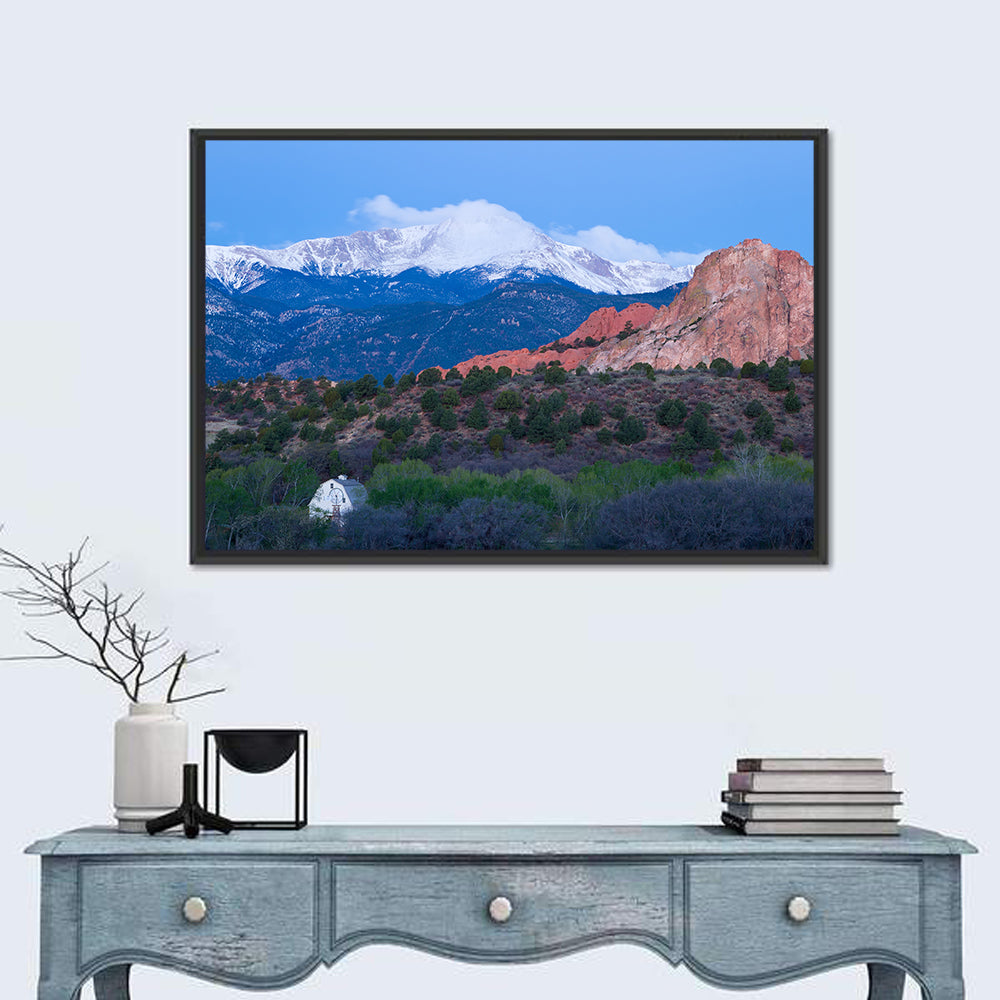 Pikes Peak Mountain Wall Art in a room, landscape
