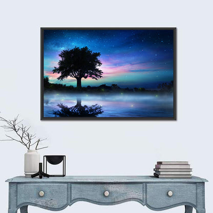 Lonely Tree Under Starry Sky Wall Art