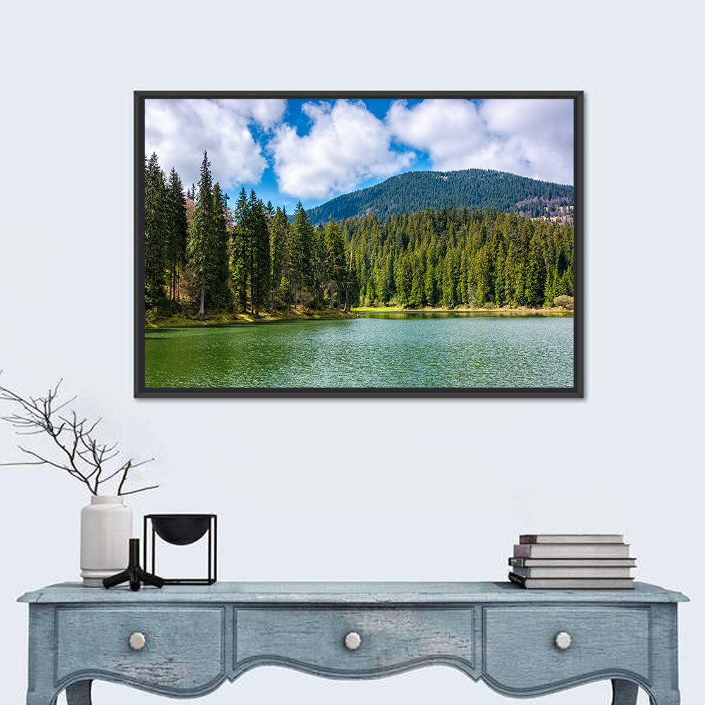 Synevir Mountain Lake Wall Art in a room, landscape