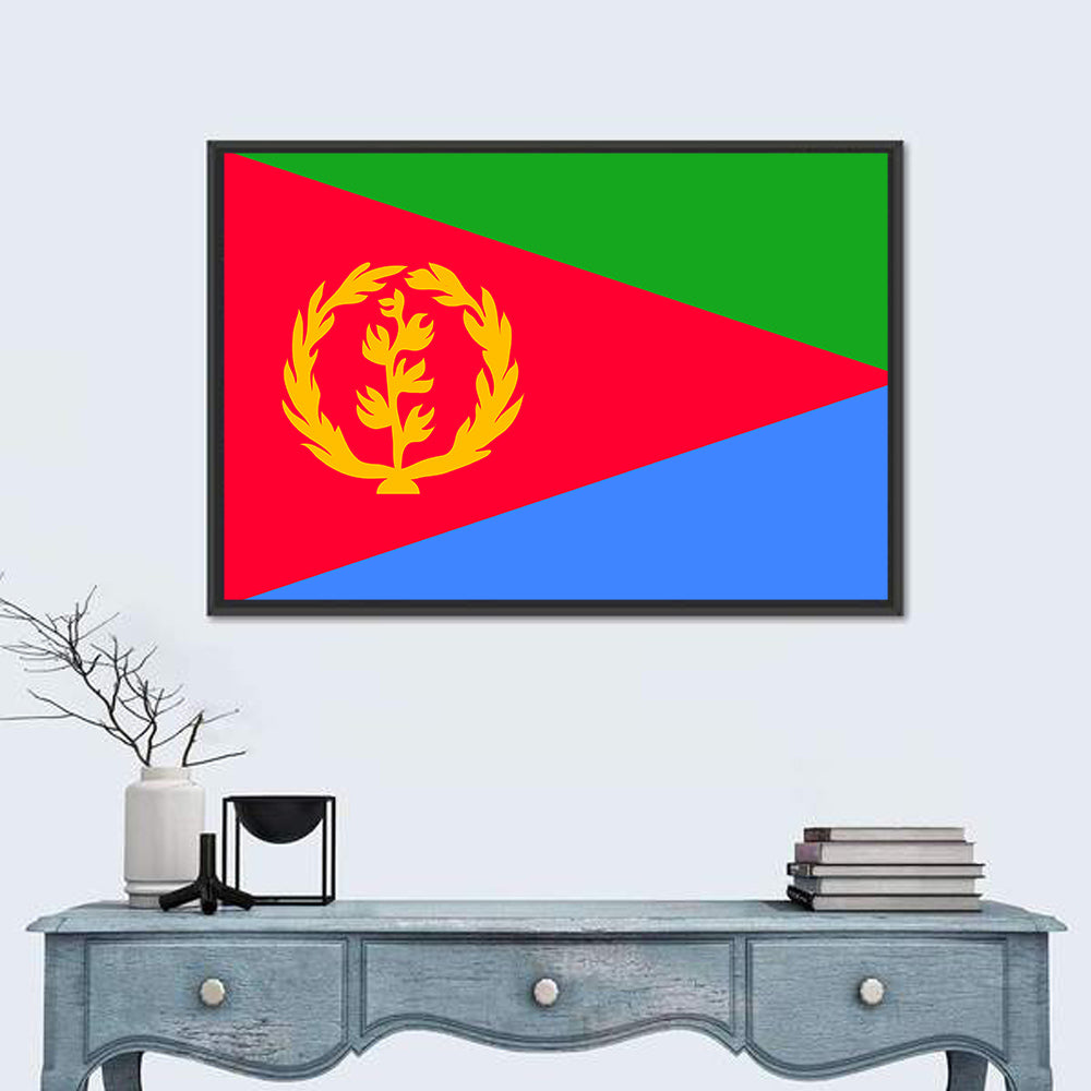 Eritrean National Flag Wall Art in a room, landscape