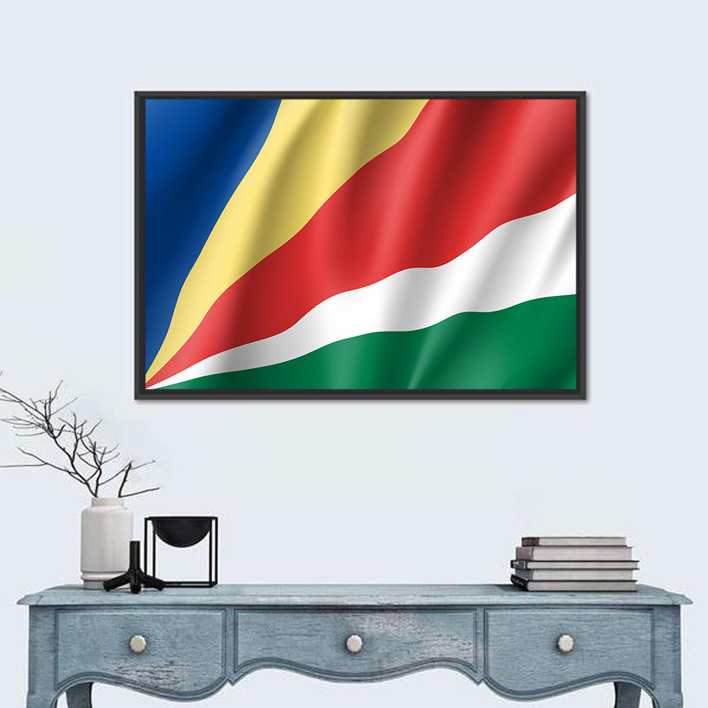 Seychelles Flag Wall Art in a room, landscape