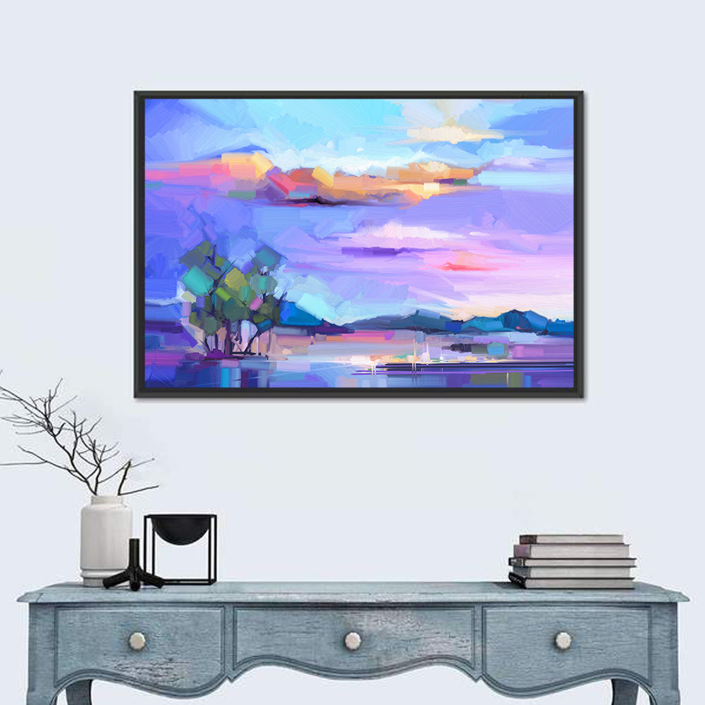 Dusk Lake Reflection Wall Art