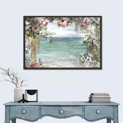 Coastal Floral Watercolor Seascape Wall Art