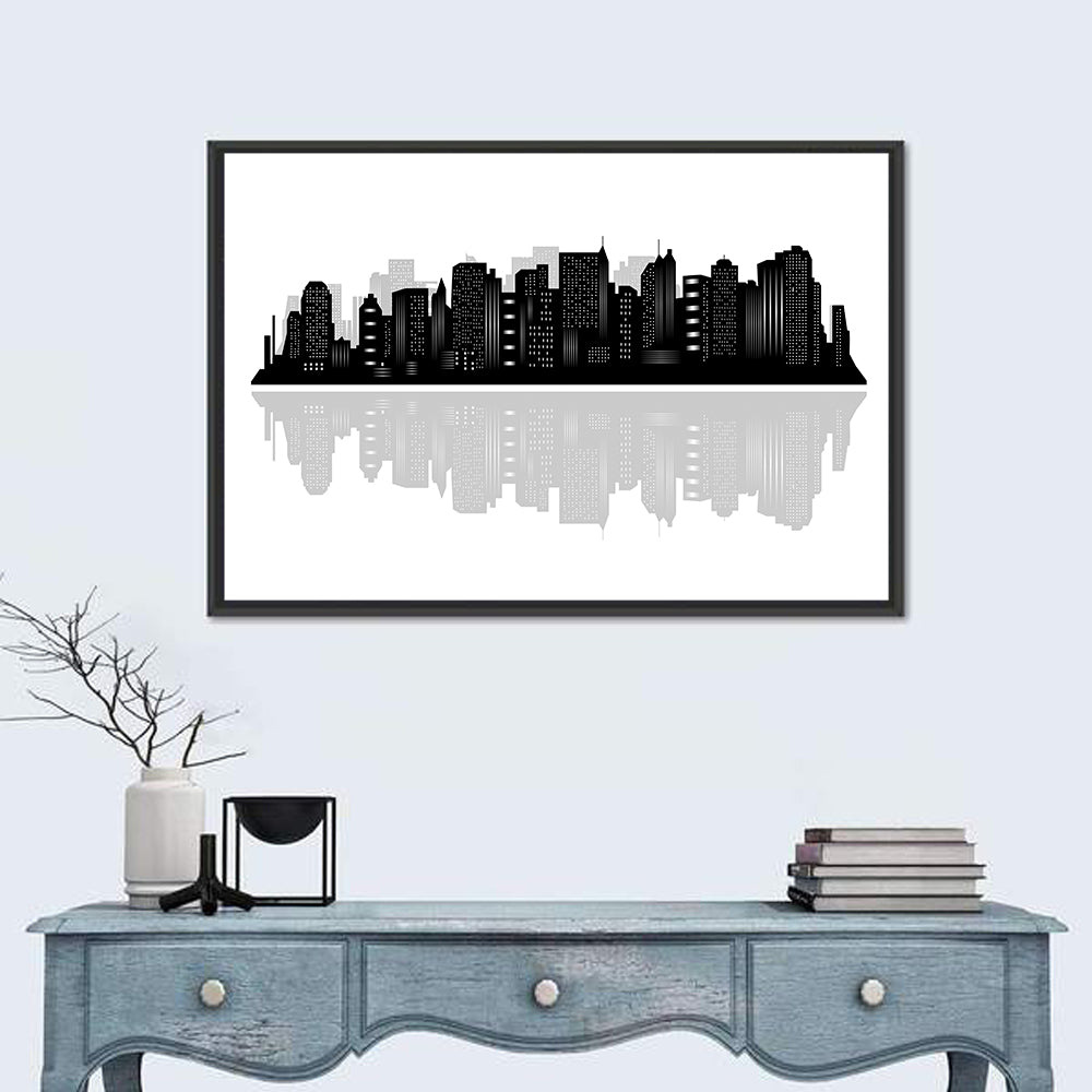 New York Skyline Silhouette Wall Art in a room, landscape