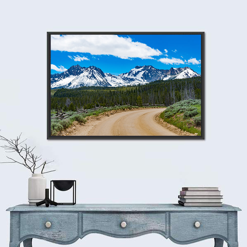 Sawtooth Byway Dirt Road, Idaho Wall Art in a room, landscape