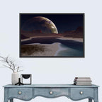 Alien Moonrise Over Lake Wall Art