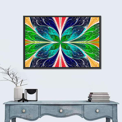 Stained Glass Fractal Floral Pattern Wall Art