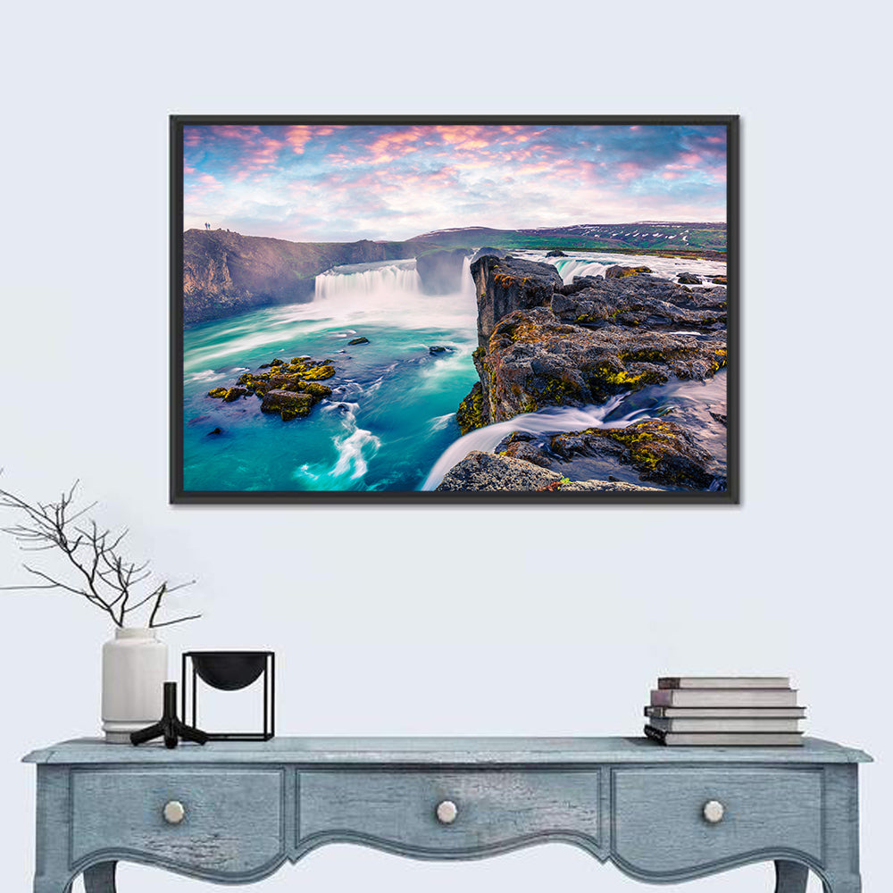 Goðafoss Waterfall at Dusk Wall Art