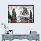 Autumn Mist Over Mountain Lake Wall Art