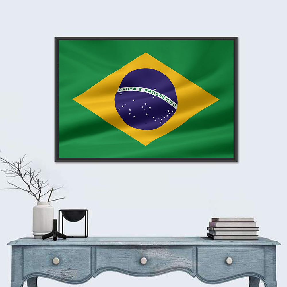 Brazil Flag with Ordem E Progresso Wall Art