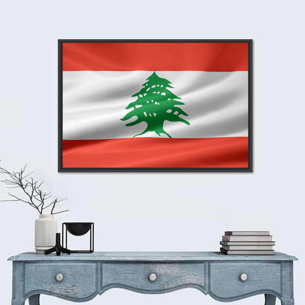 Lebanon Flag with Cedar Emblem Wall Art