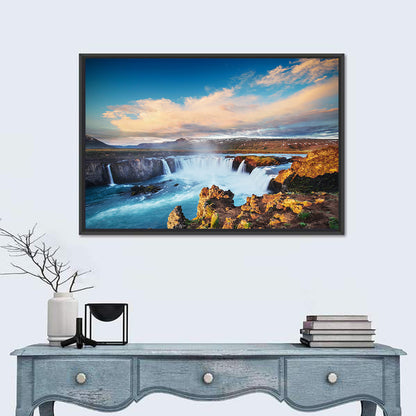 Godafoss Waterfall at Golden Hour Wall Art