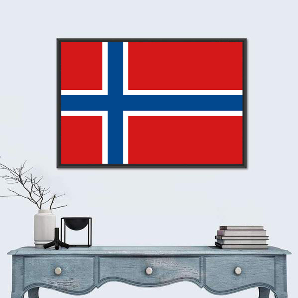 Norwegian Flag Graphic Wall Art in a room, landscape
