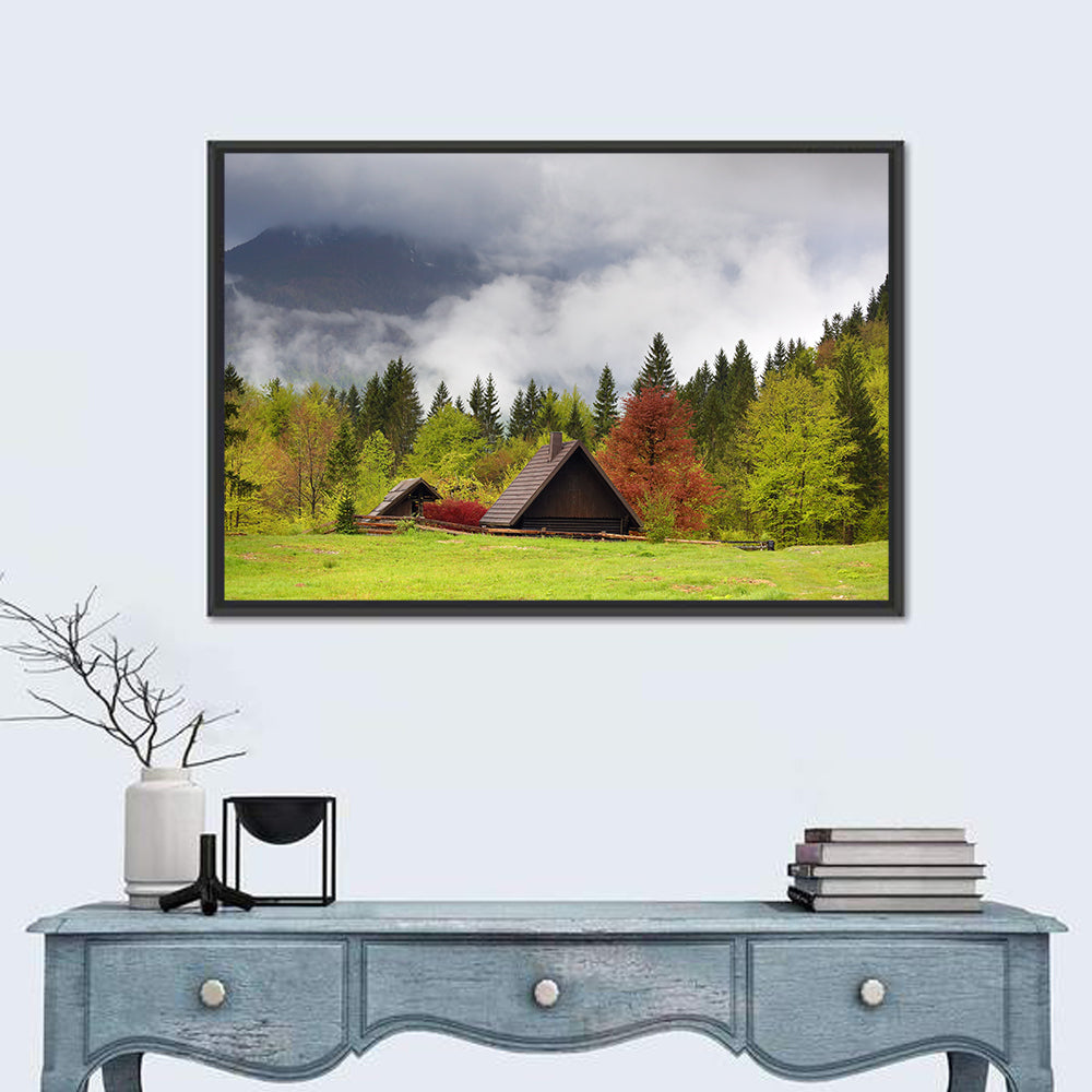 Slovenian Alps Cabin in Fog Wall Art