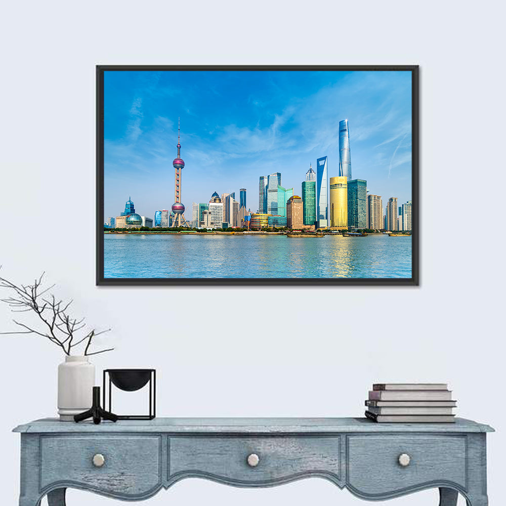 Lujiazui Skyline Shanghai Wall Art in a room, landscape