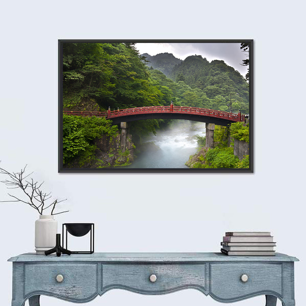 Red Shinkyo Bridge, Nikko Wall Art in a room, landscape