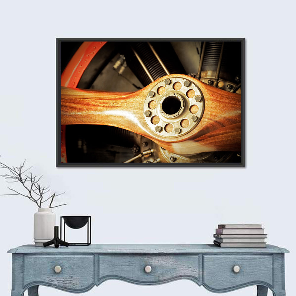 Vintage Wooden Propeller Wall Art in a room, landscape