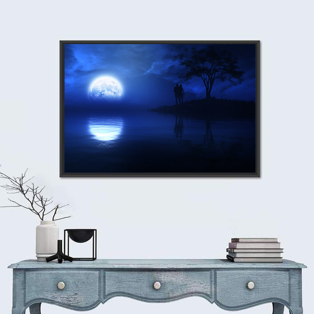Loving Couple Under Moonlight Wall Art