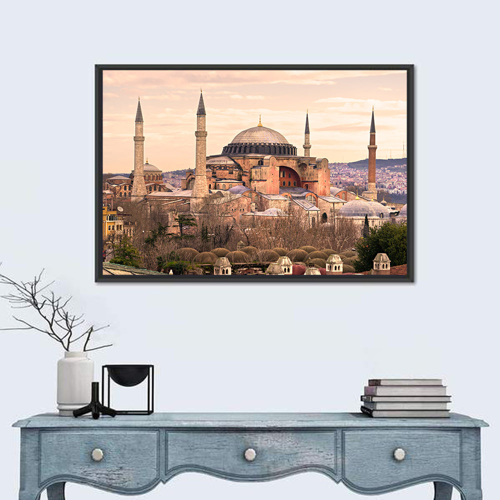 Hagia Sophia Dome and Minarets Wall Art in a room, landscape