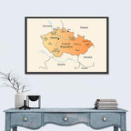 Czech Republic Topographic Map Wall Art