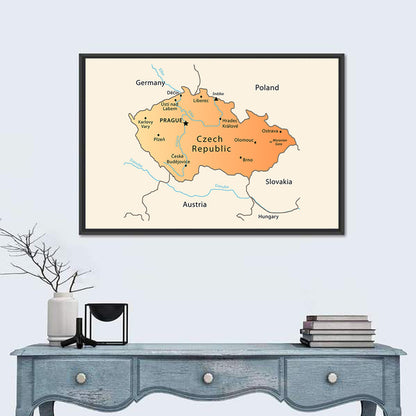 Czech Republic Topographic Map Wall Art