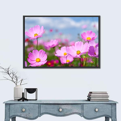 Pink Cosmos Field & Sky Wall Art