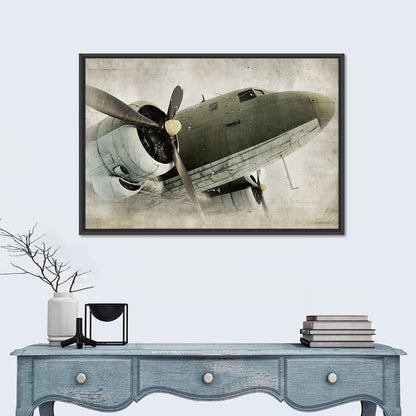 Low Angle Vintage Propeller Airplane Wall Art