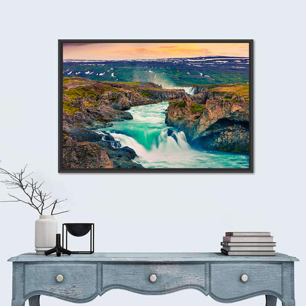 Godafoss Sunset Cascade Wall Art
