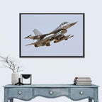 F-16 Fighter Jet Banking Over Sky Wall Art