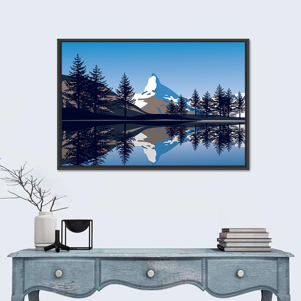 Alpine Lake Under the Matterhorn Wall Art in a room, landscape