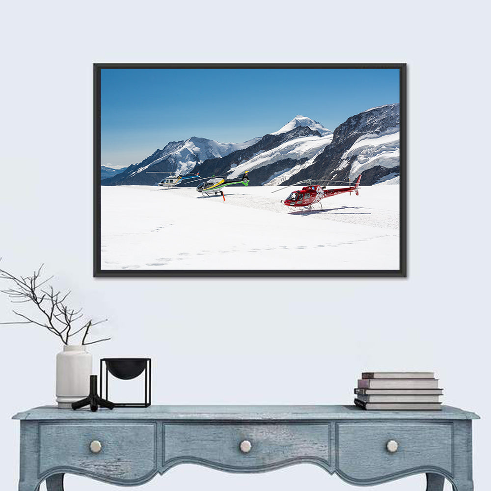 Sightseeing Helicopters on Aletsch Glacier Wall Art