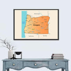 Oregon State Map Wall Art