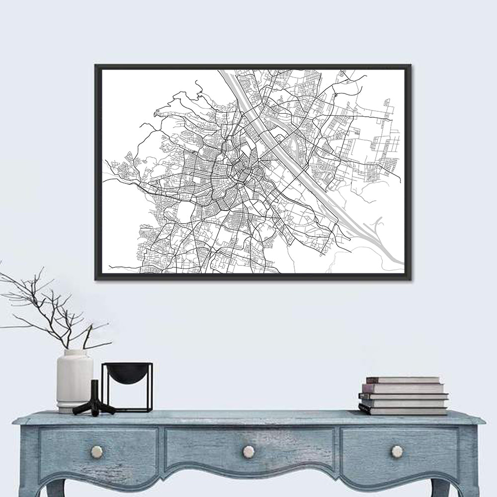 Vienna City Map Wall Art in a room, landscape