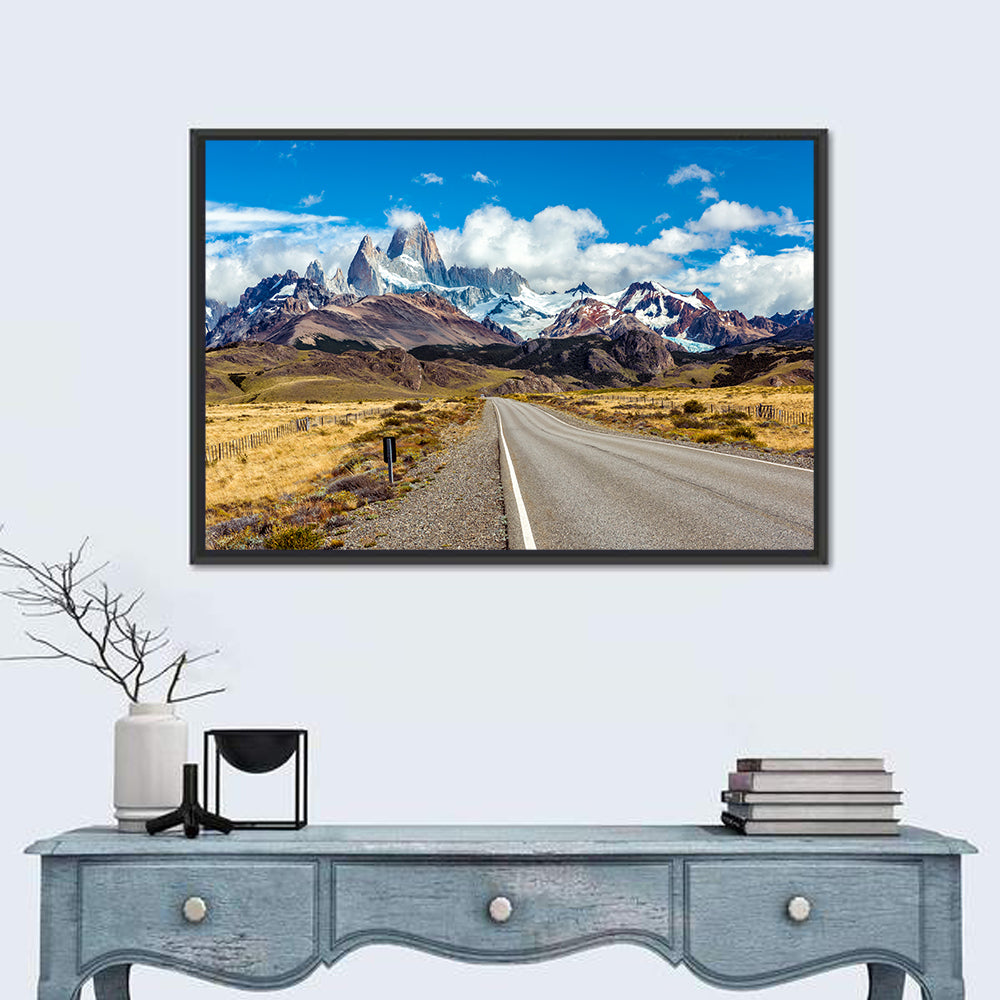 Mount Fitz Roy Road Wall Art in a room, landscape