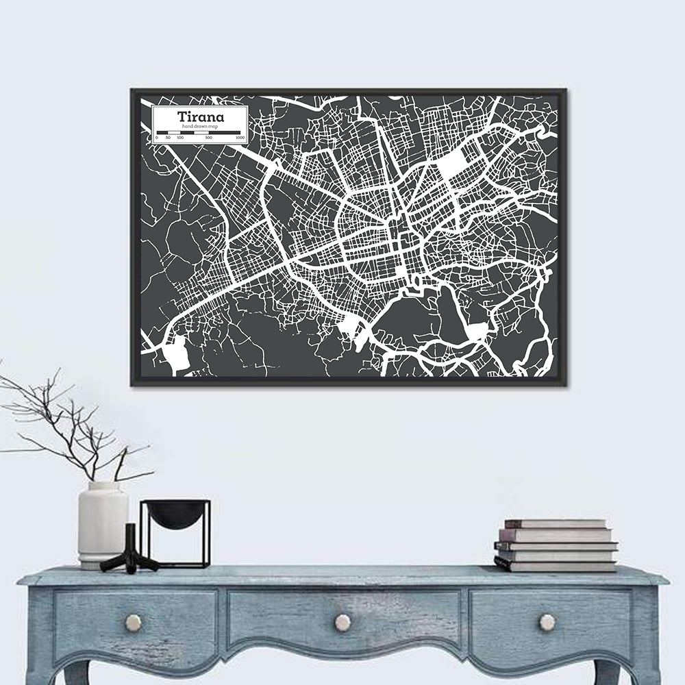 Tirana City Map Wall Art