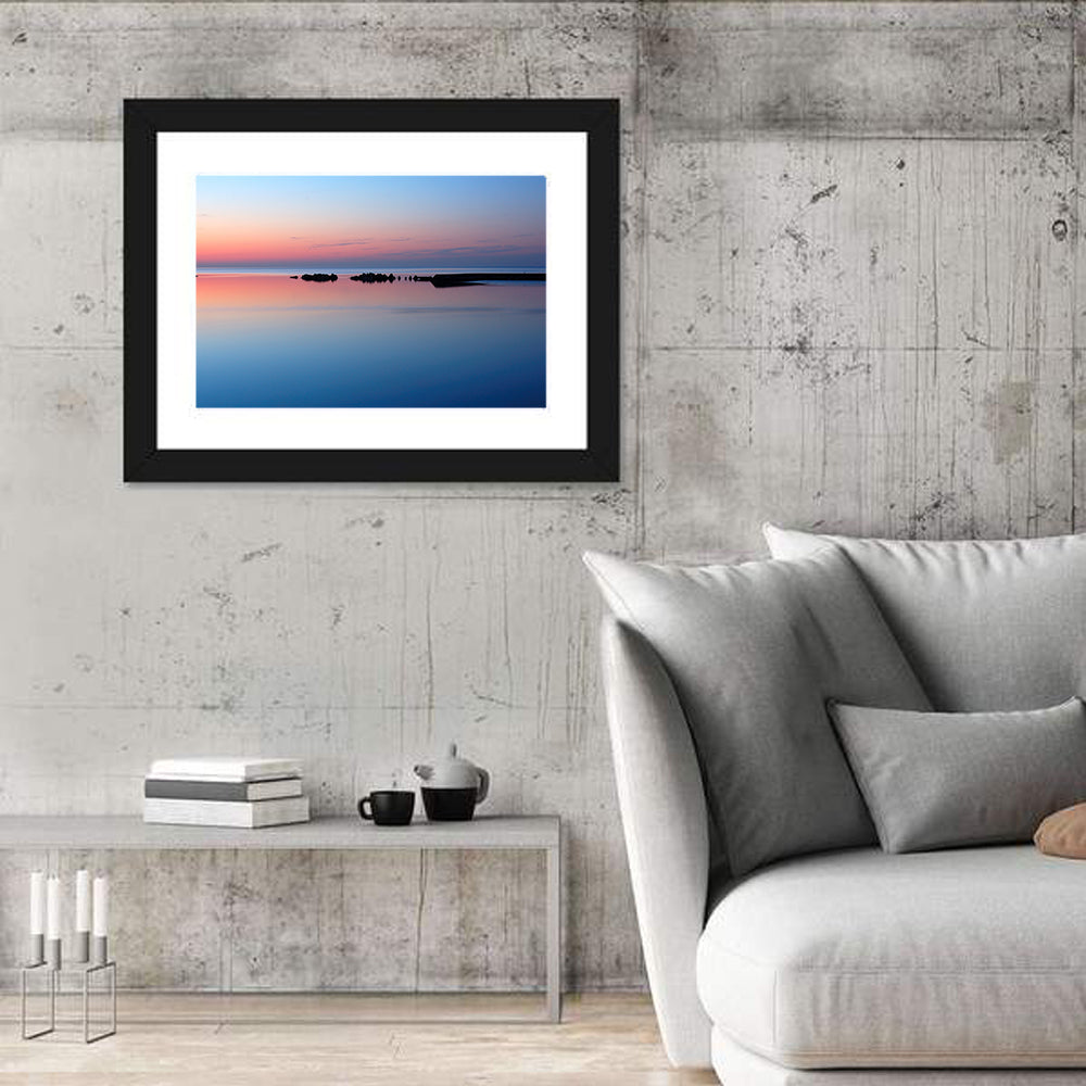 Lake Ontario Sunset Reflection Wall Art in a room, landscape